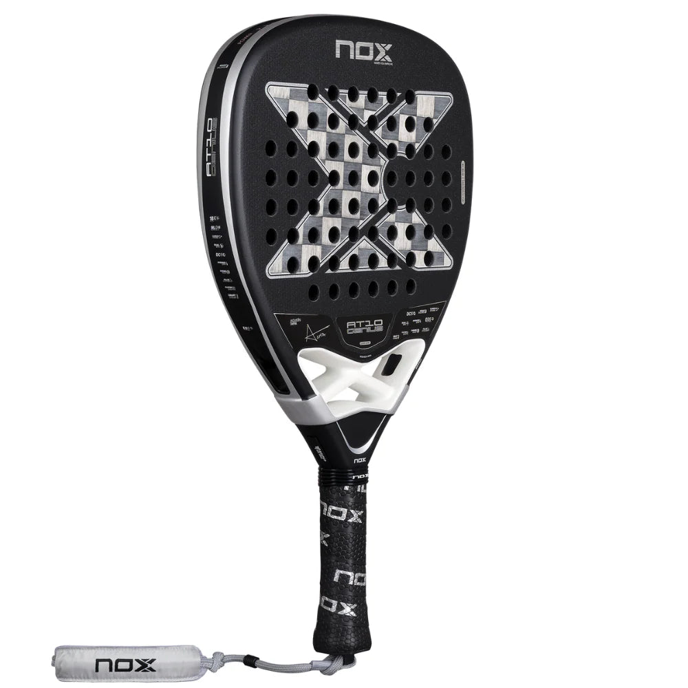 Pala de Padel Nox AT10 Genius Attack 18K Alum + Tarro de pelotas +Overgrip + Protector