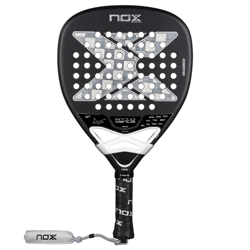 Pala de Padel Nox AT10 Genius Attack 18K Alum + Tarro de pelotas +Overgrip + Protector